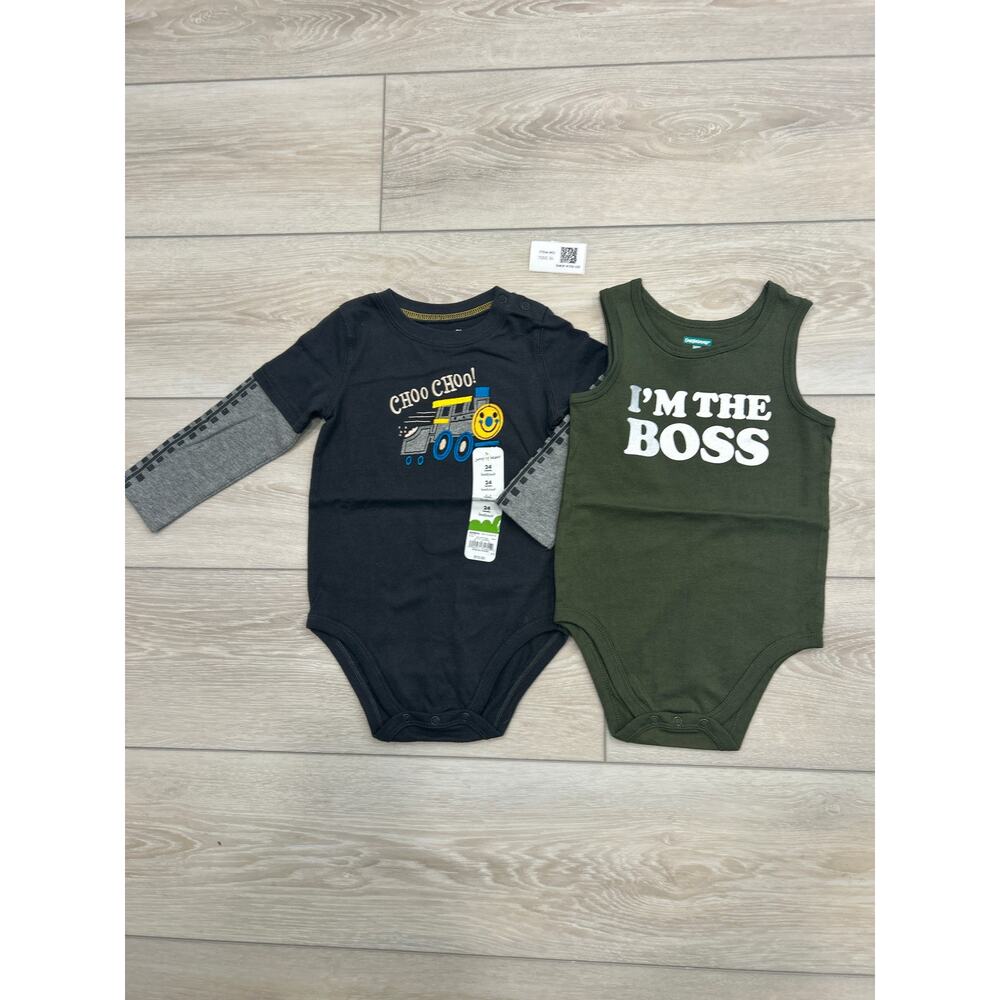 Lot of 2 Baby Bodysuits 24M NWT – “Choo Choo” & “I’m The Boss”